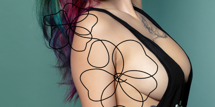 cassie smut woman side boob colorful hair sexy girl